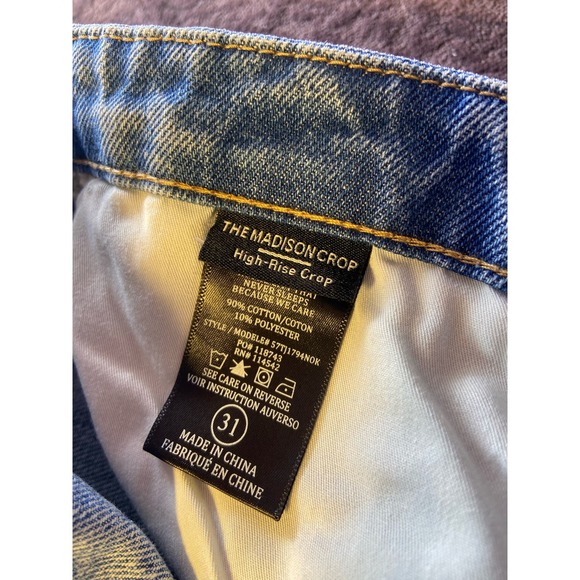 Blank NYC The Madison Crop Women's Blue High Rise Distressed Jeans Size 31 - Picture 6 of 7